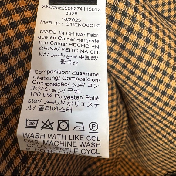 Plaid Pleated Skirt Women Large Zipper Closure Tan Black Plaid - Picture 5 of 6